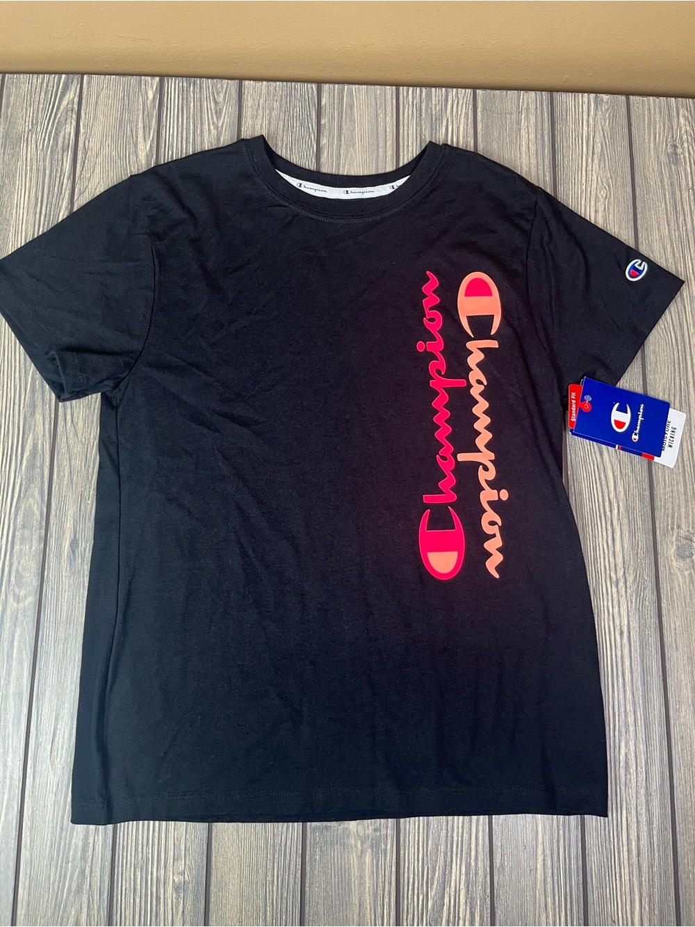 NEW Champion Tee Shirt Women's Medium Black Pink